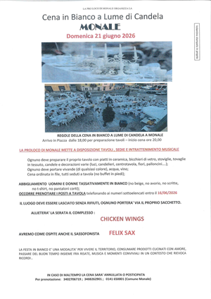 Cena in bianco a lume di Candela