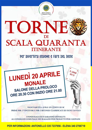 Torneo Scala Quaranta a Monale